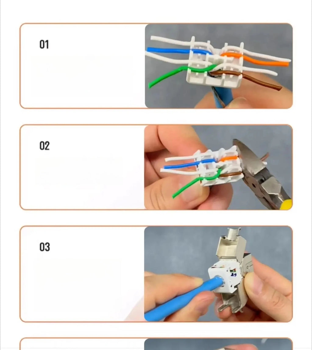 RJ45 Network Cable Panel Socket CAT7 CAT6 CAT5E RJ45 Solderless Network Module Connector Metal Shielded Network Cable Extender