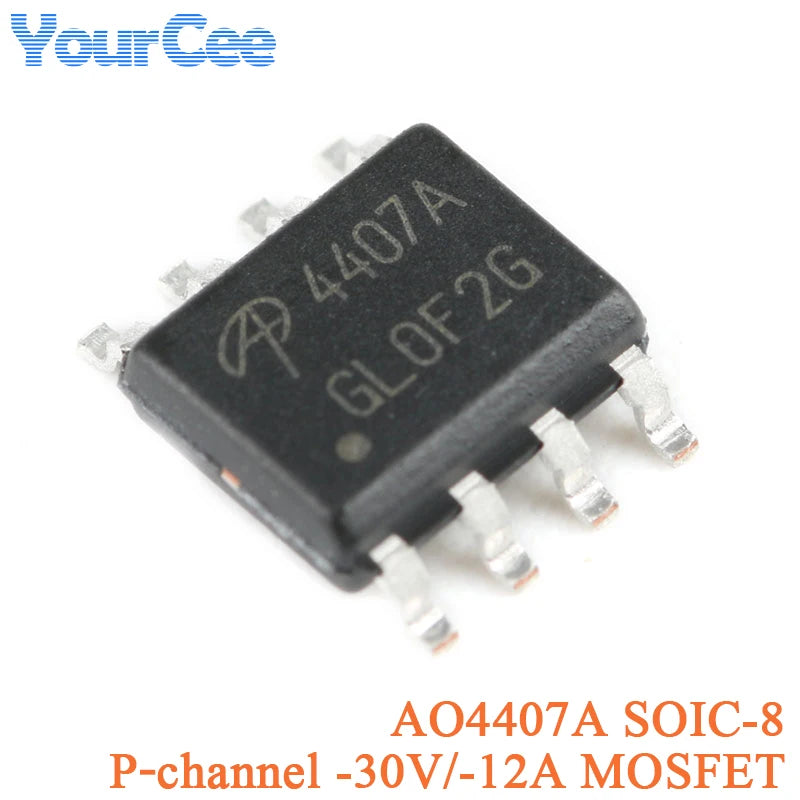 20pcs/5pcs AO4407A SOIC-8 4407A P-channel -30V/-12A SMD MOSFET Field Effect Transistor Chip AO4405AO4411 AO4413 AO4421 AO4435