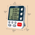 Kitchen Timer Digital Kitchen Timers Cooking Timer 3 Channels Count UP＆ Down Timer for w/ Loud Alarm Classroom Bathroom