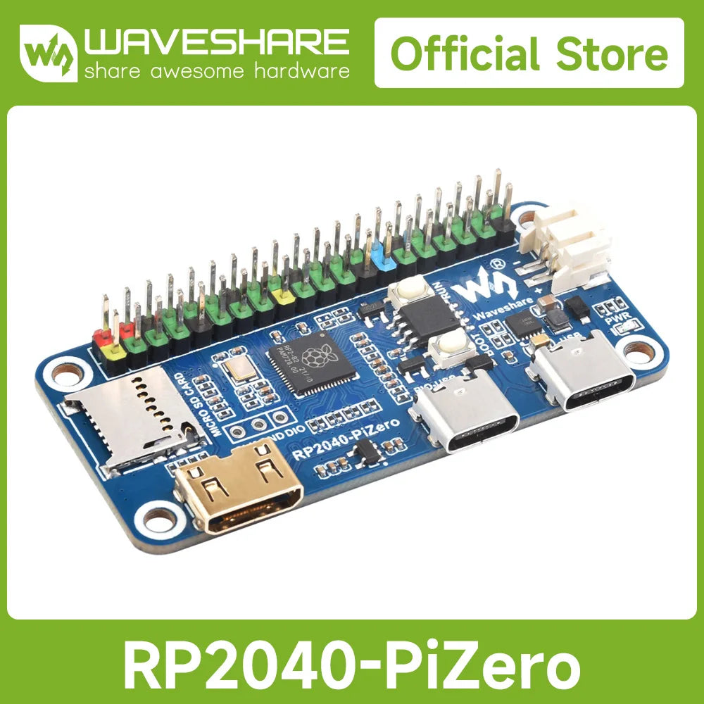 Raspberry Pi PICO RP2040-PiZero Development Board, Based On The Raspberry Pi RP2040 Dual-core Processor, 264KB SRAM Waveshare