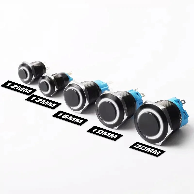 8mm Waterproof Latching Maintained High Round Stainless Steel Metal Push Button Switch Light Shine Car Horn Fix 3V 5V 12V 24V