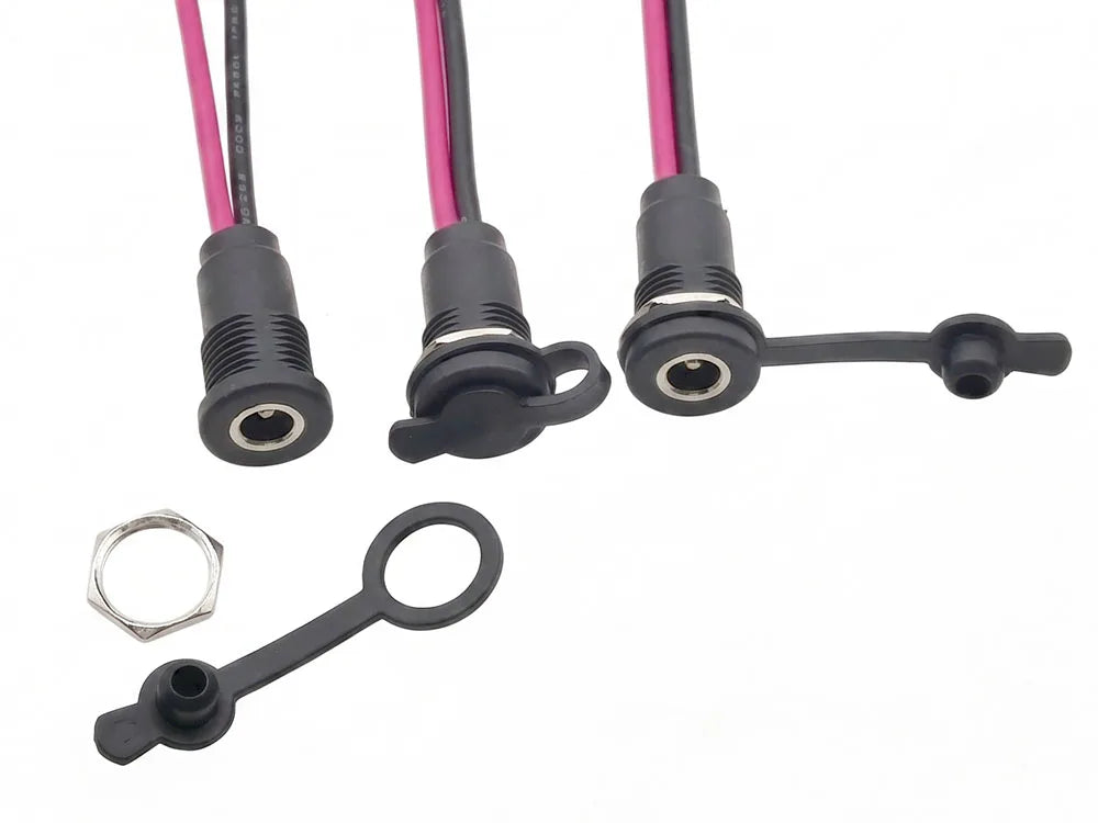 5/10Pcs DC Power Connector 5.5 x 2.1mm Female Jack Socket Panel Mount Adapter Connectors with 20AWG Electronic Wires Cable