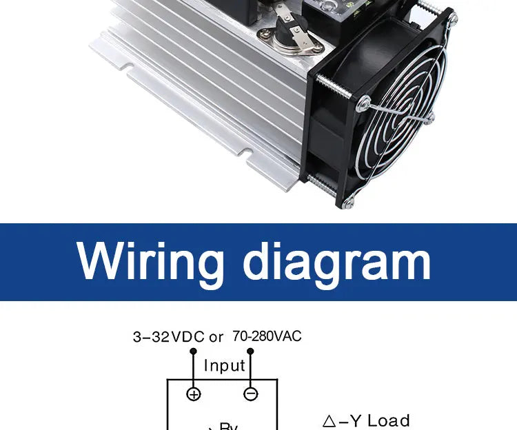LCTC Three Phase Solid State Relay SSR Zero Cross 3-phase Load Relay 3-32VDC Control With Radiator 380V10A 25A 40A 60A 80A 100A