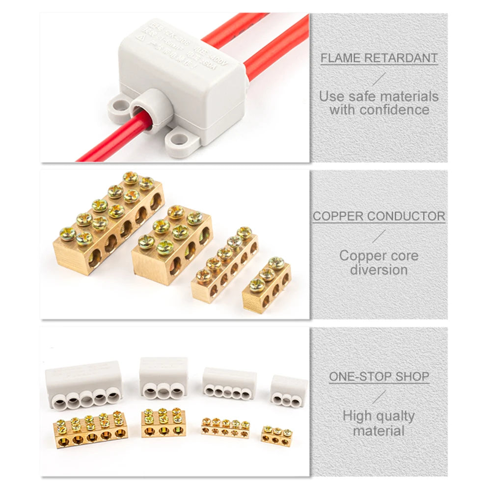 1PCS High Power Wire Connector Screw Wiring Terminal Block 1 in multiple out Cable Splicing 60A/400V 1-6mm2  80A/1000V 2.5-16mm2