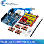 CNC Shield V3 Engraving Machine 3D Printer + 4pcs DRV8825 Or A4988 Driver Expansion Board For Arduino For UNO- R3 With USB Cable