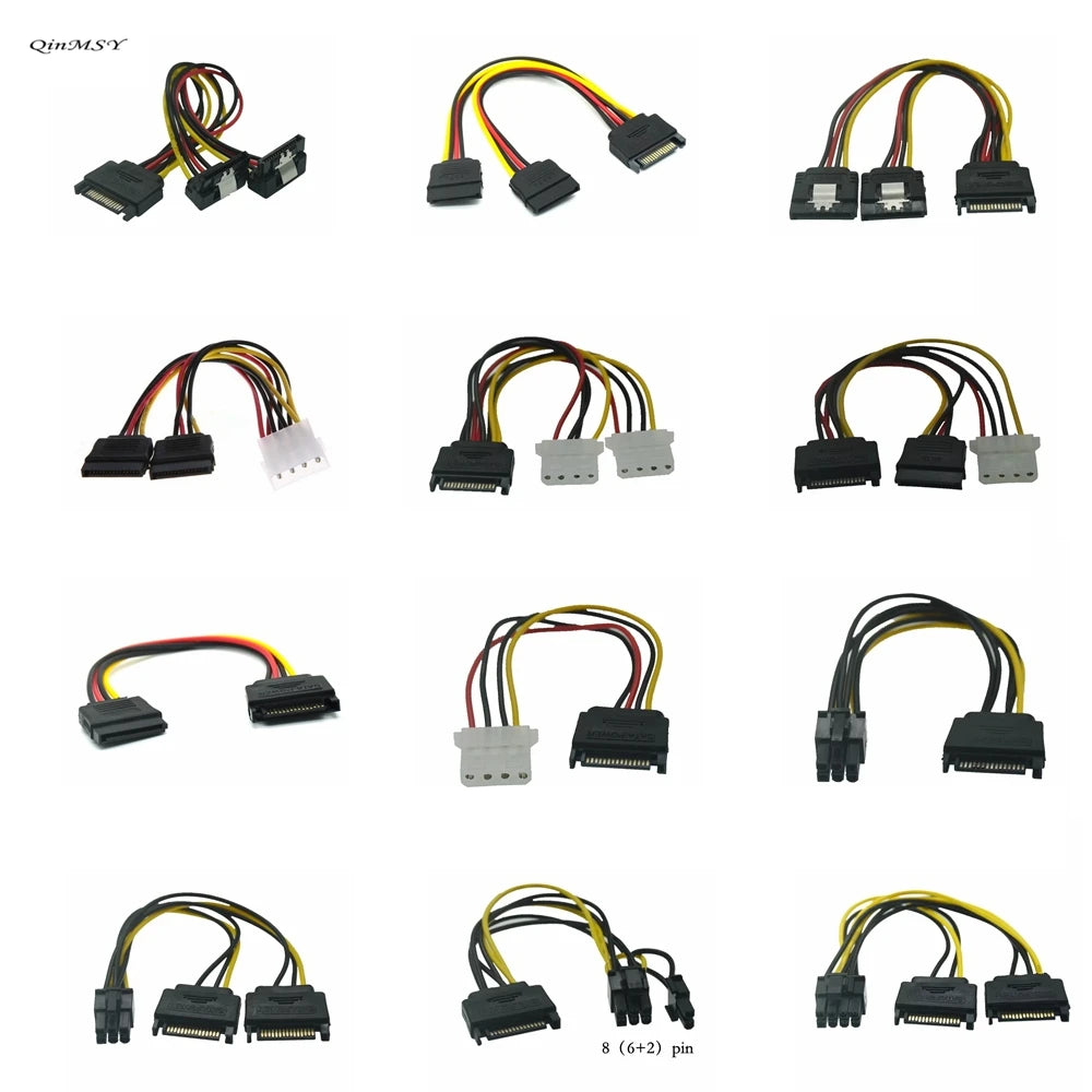 IDE Molex 4 Pin to SATA 2 Serial HDD Power Adapter Cable Hard Drive Connector Male to Female Molex SATA Extension Cord