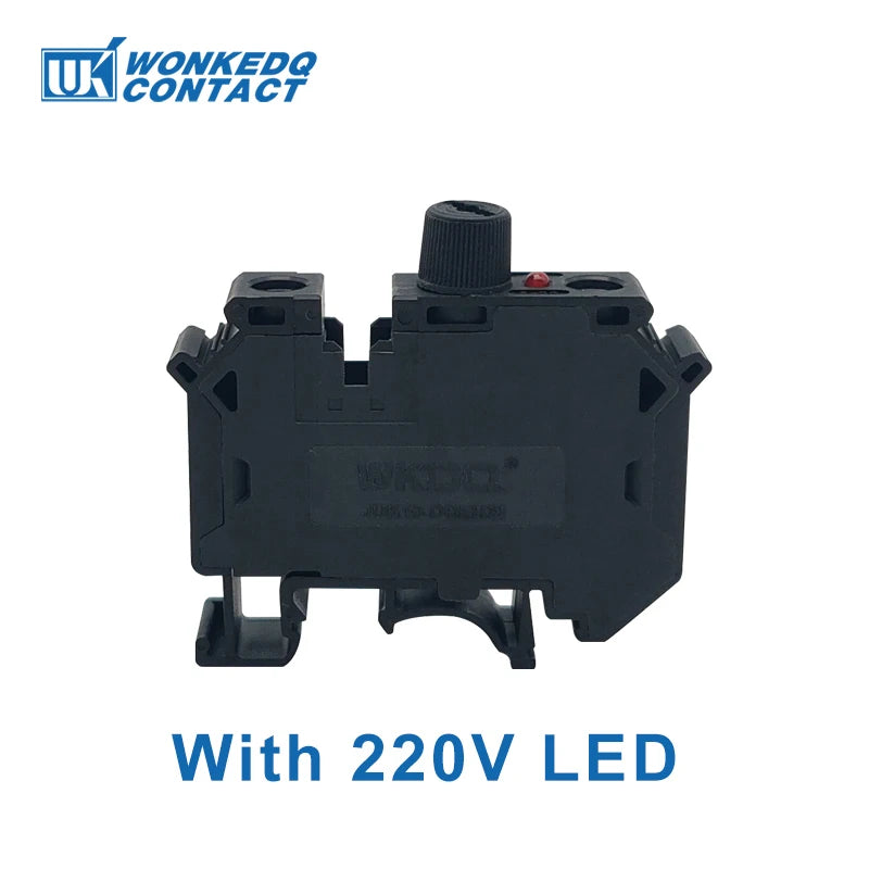 5Pcs UK10-DREHSI Electrical Connector 24V/220V LED 1A/2A/4A/6A/10A Fuse UK10 Screw Cap Din Rail Terminal Block UK 10-DREHSILED