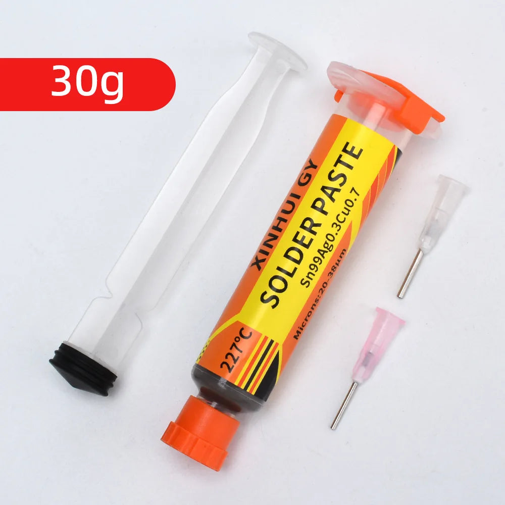 Syringe Solder Paste 227℃ Lead-Free High Temp SAC0307 No-Clean Flux Paste for Chip Repair BGA Reballing Smartphone IC SMD Solder