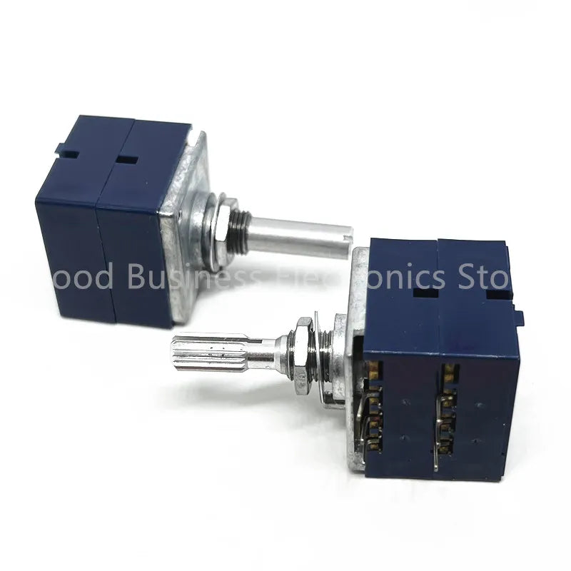Double Volume Potentiometer ALPS RK27 10KA 20KA 50KA 100KA 250KAx2 Dual Unit 6Pins Round Handle Rotary Switch