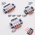 1pcs 15A 600V Dual Row Strip Screw Terminal Block With 2pcs Terminal Strip Short Piece TB Connector 3 4 5 6 8 10 12 Position