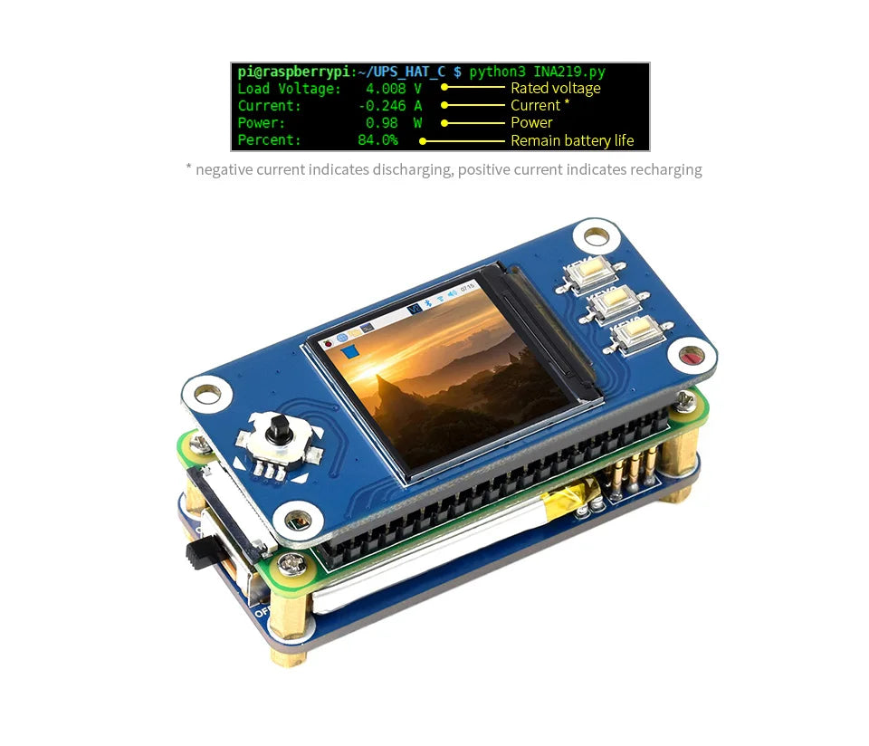 Waveshare UPS HAT (C) Uninterruptible Power Supply UPS HAT For Raspberry Pi Zero UPS