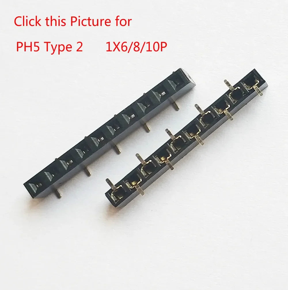 50pcs 2.54mm SMT Female Pin Header Socket Type 1/2 Single Row 2/3/4/5P 6P 7/8P 10P 20P~40p PH8.5 PH5 Short Profile PCB Connector