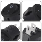 5/20pcs Round Rocker Power Switch 6A 250V 2 Pin 2 Position ON OFF Boat Toggle Switches SPST Black Button Mini Round