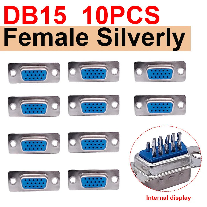 10PCS DB9 Adapter Connector Core RS232 Serial COM Plug Connectors Hole/pin DB15 Female Male Port Socket D Sub DP9 Plastic Case