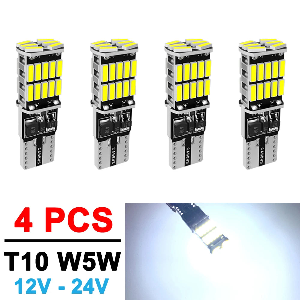2/4/10/20 PCS CANBUS T10 W5W LED Bulb For Car Interior Dome Trunk License Plate Wedge Side Lights 12V 24V 4014-26SMD 6500K White