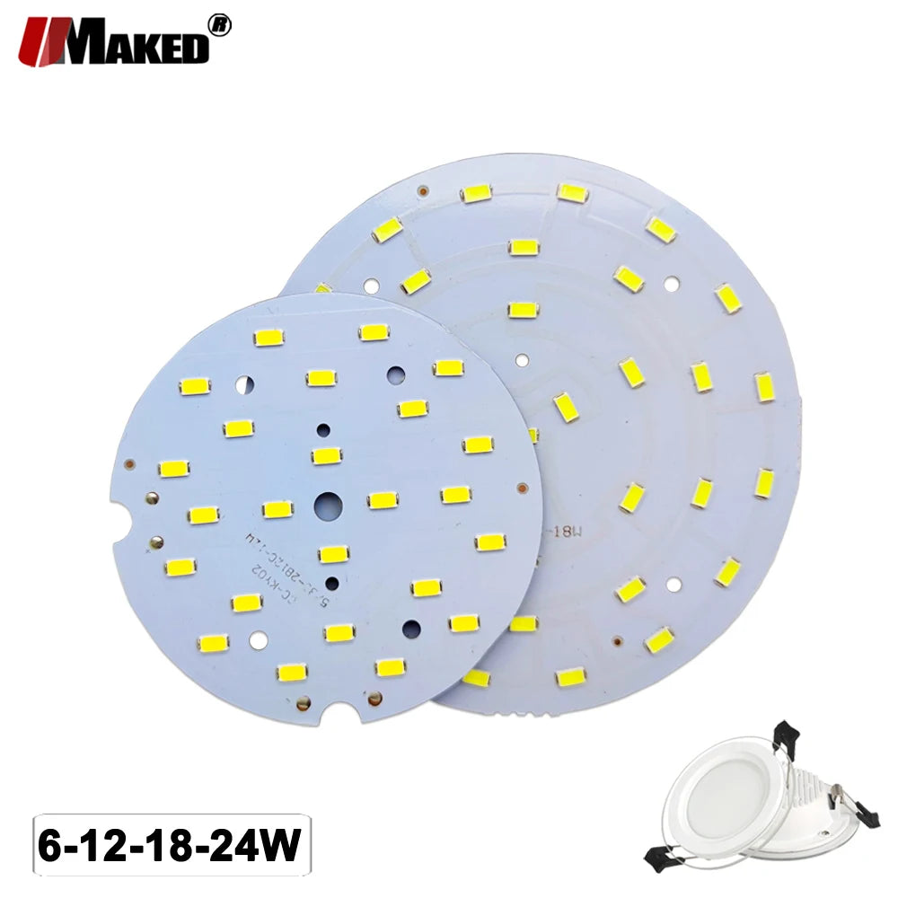 2PC LED Downlight PCB Plate 9W 12W 18W 24W Round Shape Lighting Source Panel 300mA SMD5730 For High Power Sport Lamp Replace DIY