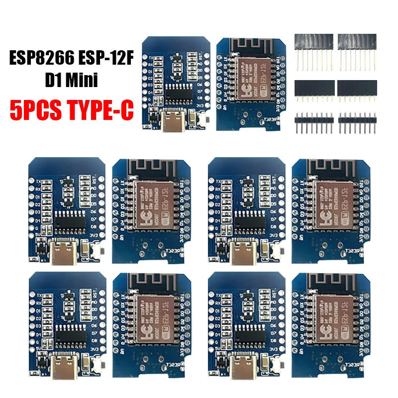 XCW WeMos D1 Mini TYPE-C/Micro USB ESP8266 ESP-12F CH340G V2 Module WiFi D1 Mini Development Board 3.3V With Pin For Arduino