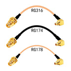 WiFI Antenna Extension SMA  Female Nut Jack To MMCX Male Plug Right Angle Pigtail Cable Adapter RG174 RG178 RG316