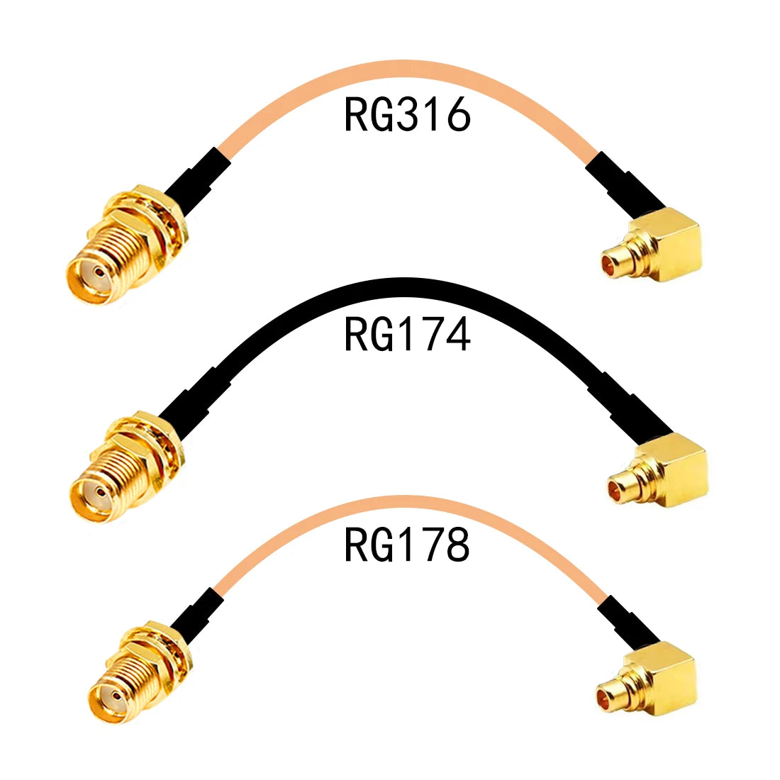 WiFI Antenna Extension SMA  Female Nut Jack To MMCX Male Plug Right Angle Pigtail Cable Adapter RG174 RG178 RG316