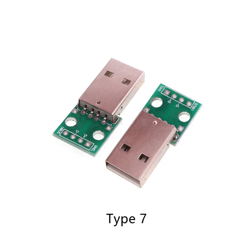 1pcs USB Male Connector/MINI MICRO USB to DIP Adapter Female Connector 2.54mm B Type-C USB2.0 3.0 Female PCB Converter