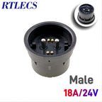 Waterproof Magnetic Circular Connector 18A 24V Male Female 4+2 Pin DC Power Charger Military-grade 12AWG Wire Threaded Gold Plat