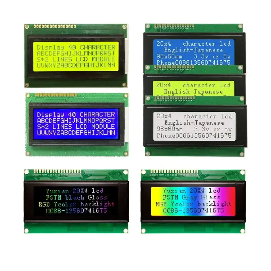 2004A 20x4 IIC I2C LCD Display Blue White Green Screen RGB Backlgiht Black Character 3.3V or 5V 98X60mm