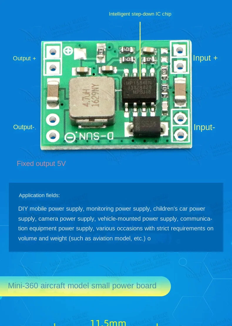 1PCS DC-DC 3A 5A Adjustable Step-down Power Module Board Voltage Stabilizing Aircraft Model MP1584EN 24V 12V 9V To 5V
