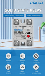 Single Phase Solid State Relay SSR-40DA SSR-25DA SSR-10DA DC To AC 3-32VDC Input 24-380VAC Output Solid State Relay