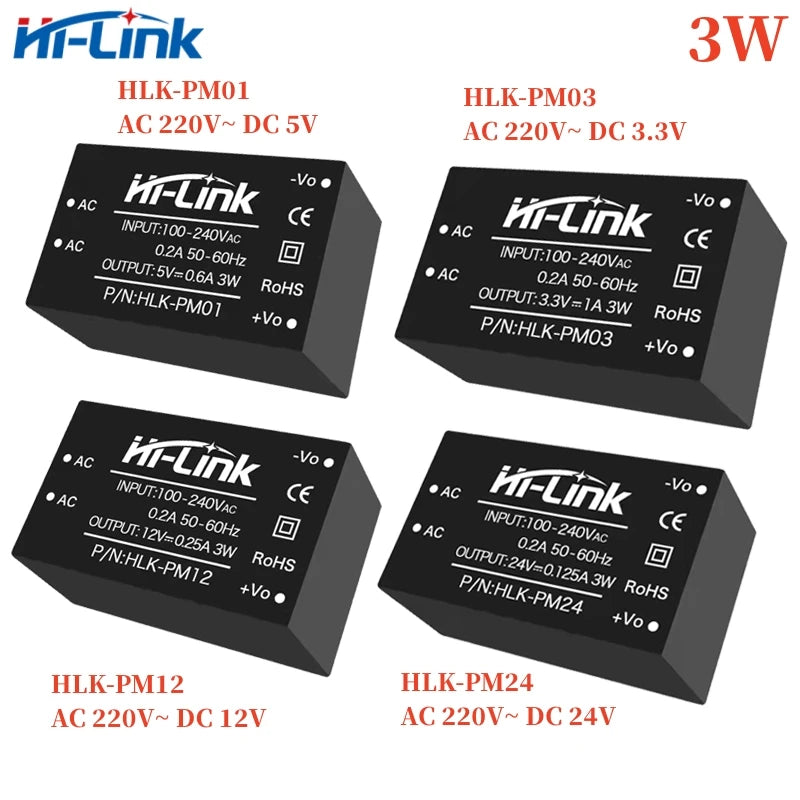Hi-Link HLK-PM01 HLK-PM03 HLK-PM09 HLK-PM12 HLK-PM15 HLK-PM24 220V to 3.3V/5V/9V/12V/15V/24V AC DC Converter Power Supply Module