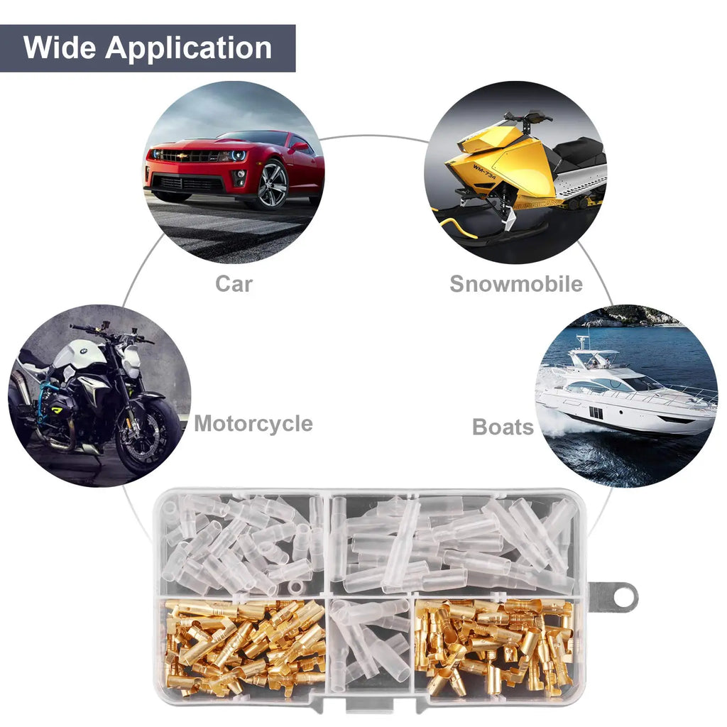 200pcs 3.9mm Bullet Connectors Male and Female, Brass Bullet Terminal Connectors with Insulation Cover for Motorcycle Moto