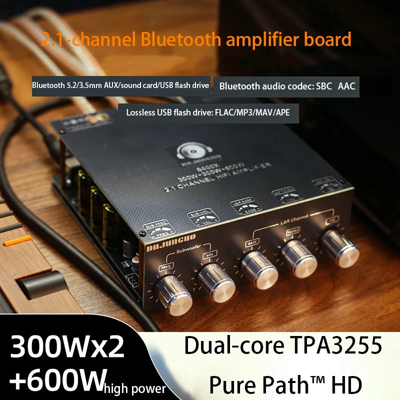 TOKBAN TPA3255 300w*2+600w 2.1 Channel High Power Bluetooth Digital Amplifier Board HIFI Stereo Subwoofer Amplifier