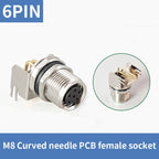 5/10 PCS M8 Male/Female Curved Straight Jack Socket 3 4 5 6 8 Pin Solder IP67/68 Waterproof PCB Panel Connector