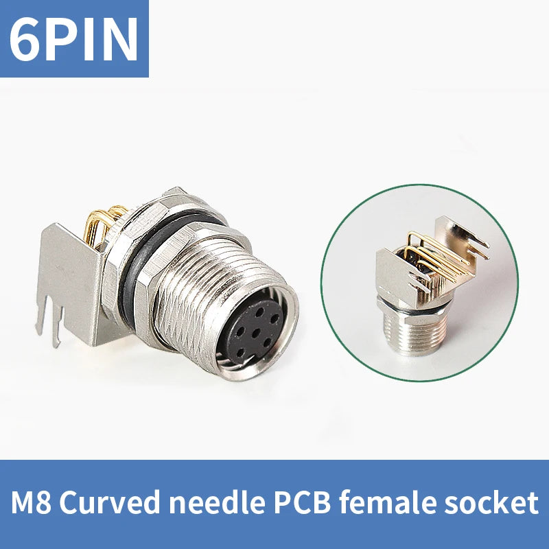5/10 PCS M8 Male/Female Curved Straight Jack Socket 3 4 5 6 8 Pin Solder IP67/68 Waterproof PCB Panel Connector