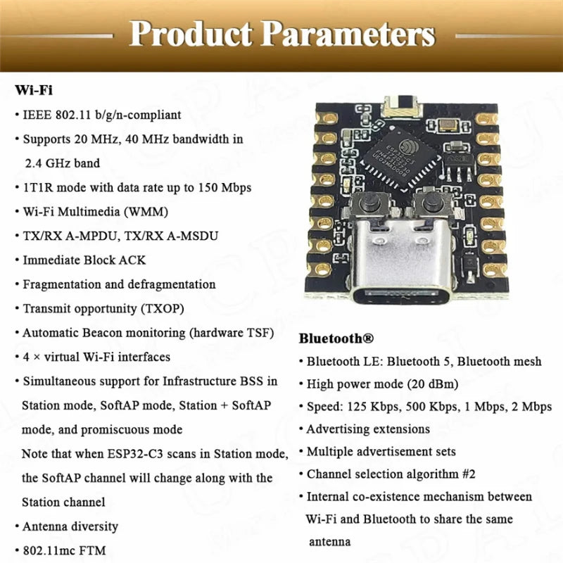 1-10PCS ESP32-C3 Development Board ESP32 SuperMini Development Board ESP32 Development Board WiFi Bluetooth For Arduino XCW