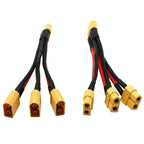 XT60 Parallel Battery Connector 3-Way 12AWG Silicone Wire Male/Female Dual Extension Y Splitter 100mm for Battery Charger Motor