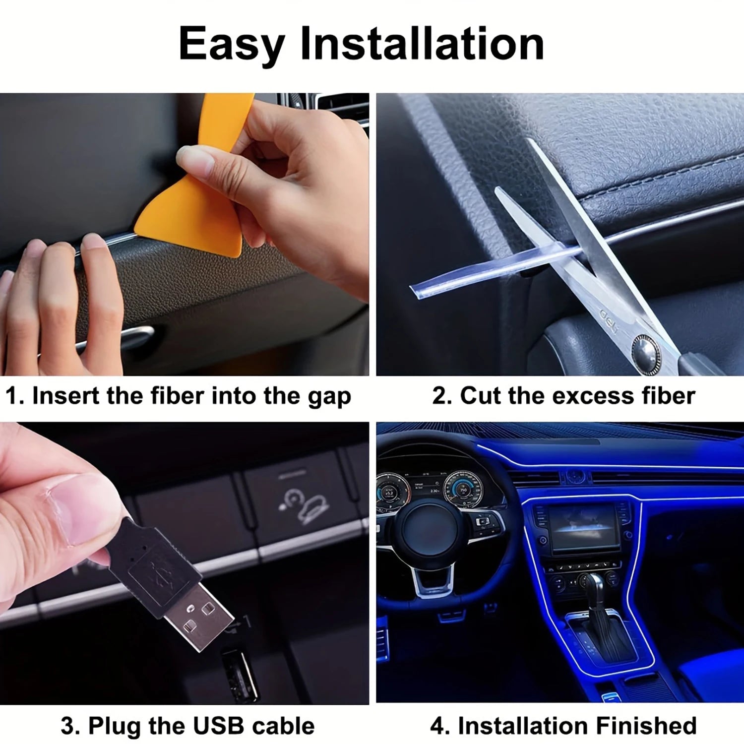 5m Neon LED Car Interior Lighting Strips 5V DIY Flexible EL Cold Light Line Tube Car Interior Decoration Lamp USB Strip