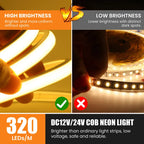 12V 24V COB LED Neon Strip Light IP68 Waterproof 320LEDs/m 2PIN Wire DC Plug 3000K 4000K 6000K Flexible Tape Rome Lighting 0.5m