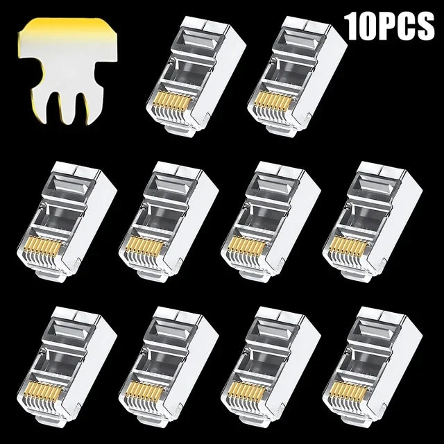 Cat7 RJ45 Pass Through Connectors Metal Shielded RJ45 Cat7 Cat6 Cat5 Ends FTP 8P8C Modular Network Plug Connector Adapters