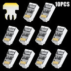 Cat7 RJ45 Pass Through Connectors Metal Shielded RJ45 Cat7 Cat6 Cat5 Ends FTP 8P8C Modular Network Plug Connector Adapters