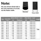 Black Non-Slip Heat Shrink Tube ID15 18 20 22 25 28 30 35 40 45 50mm for Fishing Rod Grip DIY Heat Shrink Wrapping Shrink Tubing