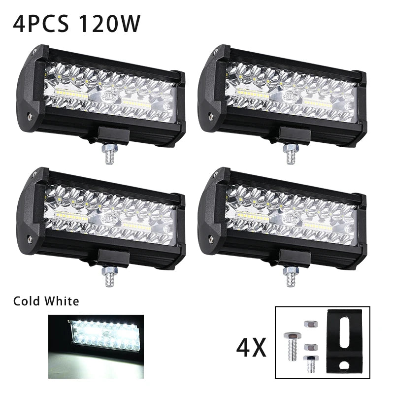Car Work Light LED Offroad 4x4 Spotlights Fog Lamp Diode Headlight SUV ATV Tractor Boat Trucks Excavator Light Bar 12V 24V