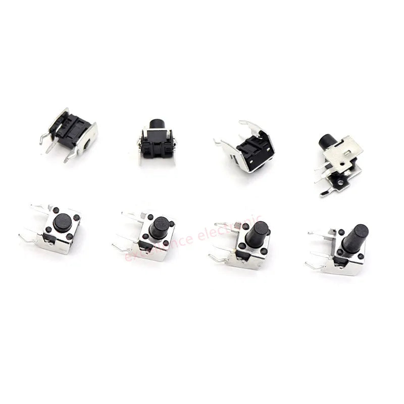20PCS 6X6 Tact Switch 6*6*4.3/5/6/7/8/9/10mm Pins 2/4 Feet Horizontal Bracket Push Button Switch DIP PCB Micro Key Switch