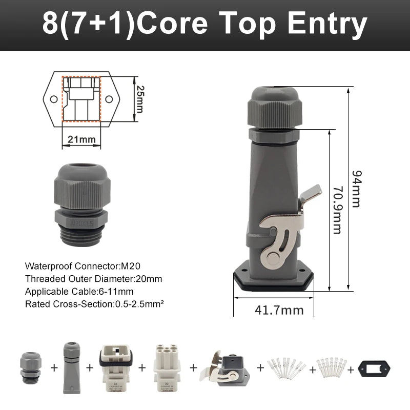 HA Heavy Duty Connector Kit 4/5/6/8 Core Pins Male&Female Insert Plug HDC-HA Rectangular Waterproof Industrial Aviation Socket