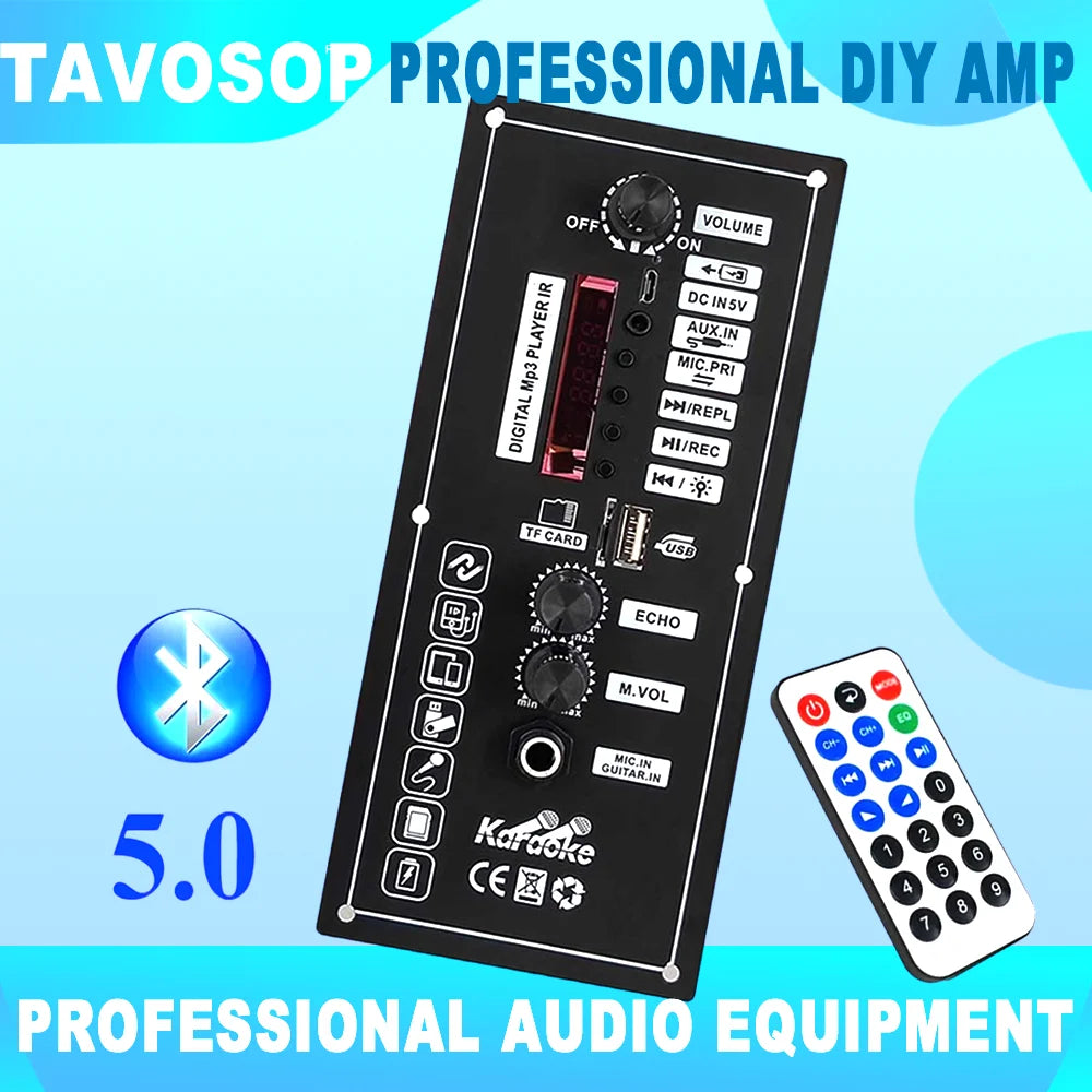 DIY Digital BT Amplifier Subwoofer Board 30W Amp DC 5V MP3 Decoder Board with BT5.0 USB Module and Remote Control for Speakers
