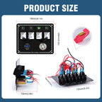 Metal 4-6 Gang Marine Rocker Switch Panel Waterproof 12 Volt, Boat Toggle Switch Panel 12V  LED Lighted for Boat Car RV