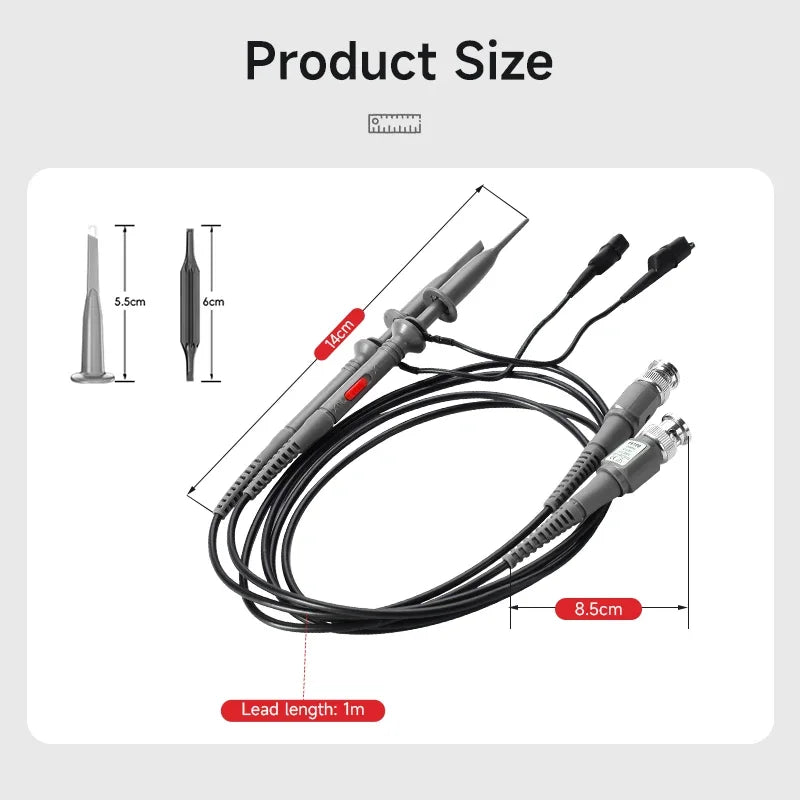 GEYA 2 Pcs 100 MHz Oscilloscope Probe 1X/10X Adjustable Attenuation Switch BNC Clip Test Lead Input Voltage10:1 Scope Probe Kit
