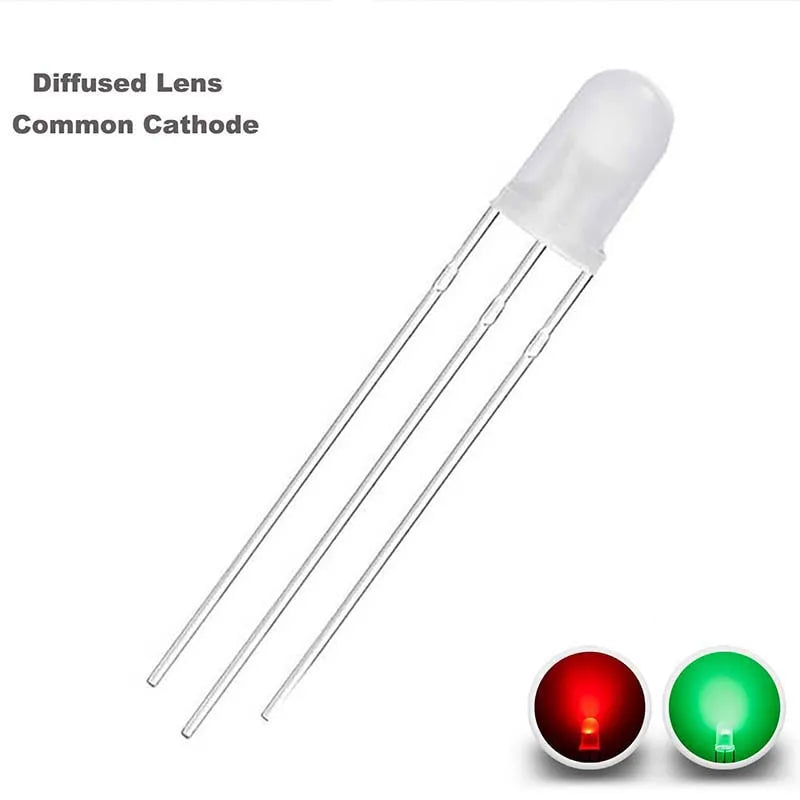 100 Pcs 5mm Led Diode Bicolor Two Color Red Green Blue Commmon Anode Cathode 2V 3V 20mA F5 Light Emitting Lamp Blub For DIY PCB