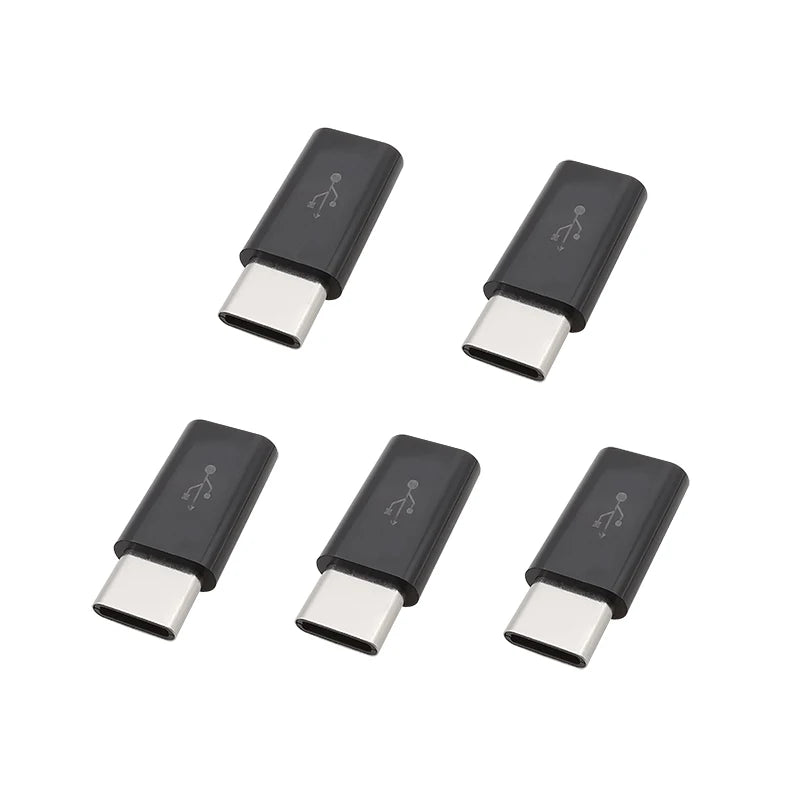 5Pcs Mini Micro USB Female to Type C Male Adapter Connector Phone Data Line Charging Converter Black White