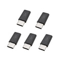5Pcs Mini Micro USB Female to Type C Male Adapter Connector Phone Data Line Charging Converter Black White