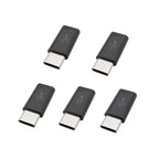 5Pcs Mini Micro USB Female to Type C Male Adapter Connector Phone Data Line Charging Converter Black White